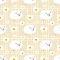 Seamless pattern with cute sheep and lambs. Loop pattern for fabric, textile, wallpaper, posters, gift wrapping paper, napkins, tablecloths. Print for kids. Children's pattern vector illustration