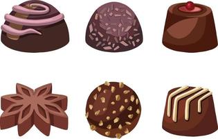 Set of chocolate candies on white background. vector