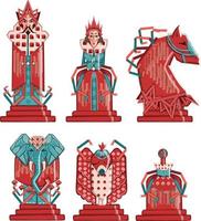 figuras coloridas de ajedrez piezas ilustración del juego del torneo. ilustración vectorial vector