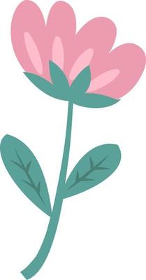 Stylized red flower highlighted on a white background. Vector flower in cartoon style.Vector illustration for greetings, weddings, flower design.