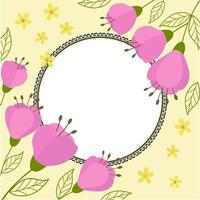 Decorative flower frame. Vector illustration. Cute frame with hand-painted rustic flowers.Stylized bright flowers.
