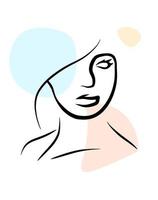 Abstract outline woman face poster collection. Simple vector hand drawn illustration. Fashion beauty print. Line art portrait.