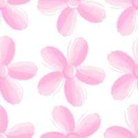 Seamless floral pattern isolated on white background. Pink vector flower, cartoon pastel illustration. Fabric print template, wallpaper or wrapping paper design.