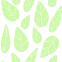 Seamless vector pattern with green mint leaves shape. Simple doodle background with leaf silhouette. Fabric print template, nursery wallpaper design.