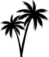 icono de árbol, silueta de vector de palmera con blanco y negro