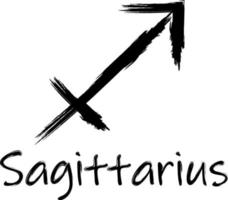 Sagittarius. Zodiac signs painted brush. vector