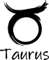 Taurus. Zodiac signs painted brush. vector