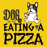 Dog Eating Pizza T Shirt Design vector