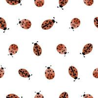 Seamless Pattern with Ladybug. Watercolor vector Background with Ladybird. Summer insects. Backdrop with Lady Bug for fabric or wrapping paper