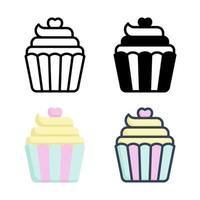 colección de estilo de conjunto de iconos de cupcake vector