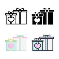 colección de estilo de conjunto de iconos de regalo de boda vector