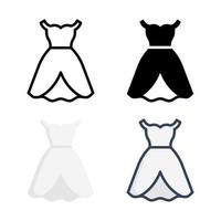 colección de estilo de conjunto de iconos de vestido de novia vector