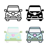 colección de estilo de conjunto de iconos de coche de boda vector