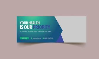 plantilla de banner de portada de redes sociales de marketing comercial de atención médica médica vector