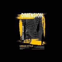 diseño de escritura de dimensión, adecuado para serigrafía de camisetas, ropa, chaquetas y otros vector