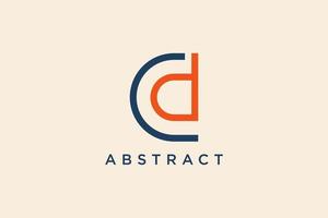 simple line about letter C and D editable color logo vector