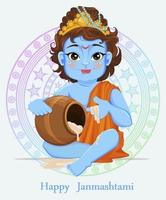 Happy Janmashtami. Celebrating birth of Krishna vector