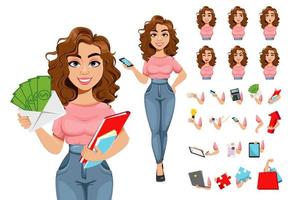 Business woman, body parts, emotions and things vector