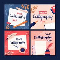 tarjeta de felicitación de celebración del día mundial de la caligrafía vector