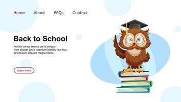 Cute wise owl. Funny owl, back to school concept vector