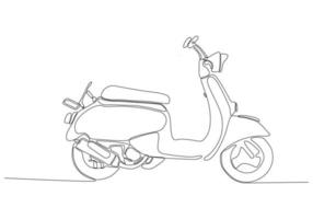 Ilustración de vector de scooter de moto de línea continua
