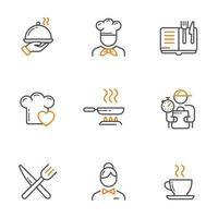 icono de chef o servicio de catering en estilo de esquema vector