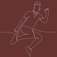 Continuous line drawing of man jumping for happiness. Vector illustration.