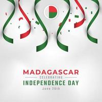 feliz día de la independencia de madagascar 26 de junio celebración ilustración de diseño vectorial. plantilla para poster, pancarta, publicidad, tarjeta de felicitación o elemento de diseño de impresión vector