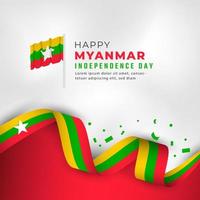 Happy Myanmar Independence Day January 4th Celebration Vector Design Illustration. Template for Poster, Banner, Advertising, Greeting Card or Print Design Element