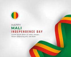 feliz día de la independencia de mali 22 de septiembre celebración vector diseño ilustración. plantilla para poster, pancarta, publicidad, tarjeta de felicitación o elemento de diseño de impresión