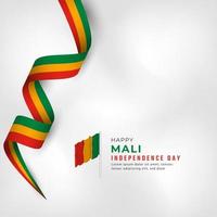 feliz día de la independencia de mali 22 de septiembre celebración vector diseño ilustración. plantilla para poster, pancarta, publicidad, tarjeta de felicitación o elemento de diseño de impresión