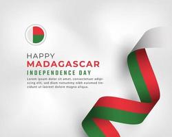 feliz día de la independencia de madagascar 26 de junio celebración ilustración de diseño vectorial. plantilla para poster, pancarta, publicidad, tarjeta de felicitación o elemento de diseño de impresión vector