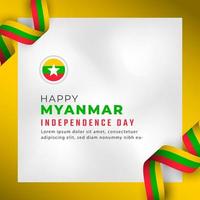 feliz día de la independencia de myanmar 4 de enero celebración ilustración de diseño vectorial. plantilla para poster, pancarta, publicidad, tarjeta de felicitación o elemento de diseño de impresión vector