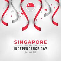 feliz día de la independencia de singapur 9 de agosto celebración vector diseño ilustración. plantilla para poster, pancarta, publicidad, tarjeta de felicitación o elemento de diseño de impresión