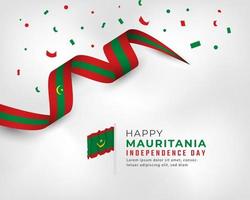 feliz día de la independencia de mauritania 28 de noviembre celebración vector diseño ilustración. plantilla para poster, pancarta, publicidad, tarjeta de felicitación o elemento de diseño de impresión