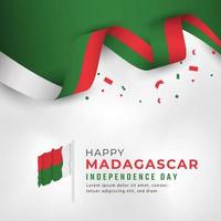 feliz día de la independencia de madagascar 26 de junio celebración ilustración de diseño vectorial. plantilla para poster, pancarta, publicidad, tarjeta de felicitación o elemento de diseño de impresión vector