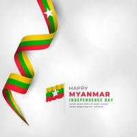 feliz día de la independencia de myanmar 4 de enero celebración ilustración de diseño vectorial. plantilla para poster, pancarta, publicidad, tarjeta de felicitación o elemento de diseño de impresión vector