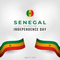 feliz día de la independencia de senegal 4 de abril celebración ilustración de diseño vectorial. plantilla para poster, pancarta, publicidad, tarjeta de felicitación o elemento de diseño de impresión vector