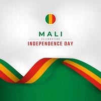 feliz día de la independencia de mali 22 de septiembre celebración vector diseño ilustración. plantilla para poster, pancarta, publicidad, tarjeta de felicitación o elemento de diseño de impresión