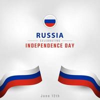 feliz día de la independencia de rusia 12 de junio celebración ilustración de diseño vectorial. plantilla para poster, pancarta, publicidad, tarjeta de felicitación o elemento de diseño de impresión vector