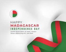 feliz día de la independencia de madagascar 26 de junio celebración ilustración de diseño vectorial. plantilla para poster, pancarta, publicidad, tarjeta de felicitación o elemento de diseño de impresión vector