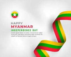 feliz día de la independencia de myanmar 4 de enero celebración ilustración de diseño vectorial. plantilla para poster, pancarta, publicidad, tarjeta de felicitación o elemento de diseño de impresión vector