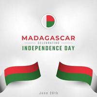 feliz día de la independencia de madagascar 26 de junio celebración ilustración de diseño vectorial. plantilla para poster, pancarta, publicidad, tarjeta de felicitación o elemento de diseño de impresión vector