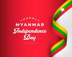 feliz día de la independencia de myanmar 4 de enero celebración ilustración de diseño vectorial. plantilla para poster, pancarta, publicidad, tarjeta de felicitación o elemento de diseño de impresión vector