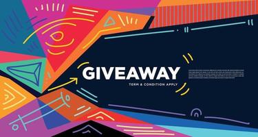 Colorful abstract geometric and fluid banner template for marketing promotion material. Giveaway, cash back, gift card, and member card bonus design template. vector