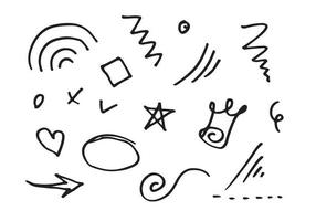 Vector hand drawn collection of design element doodle on white background.