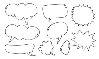 Vector Set of Black Sketch Comics Speech Bubbles.bubble dialog doodle vector line message .vector illustration.