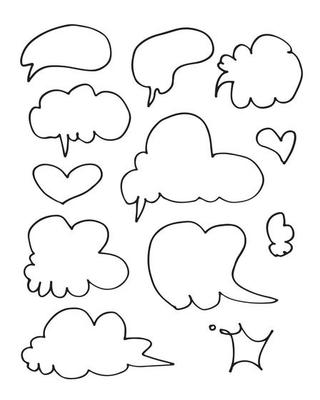 Vector Set of Black Sketch Comics Speech Bubbles.bubble dialog doodle vector line message .vector illustration.