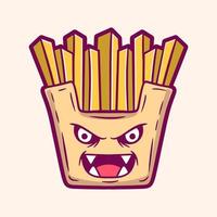 Monster french fries cartoon vector