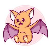 Cute bat flying cartoon vector illustration